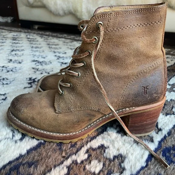 Frye Tan Leather Lace Up Boots - Picture 3 of 7